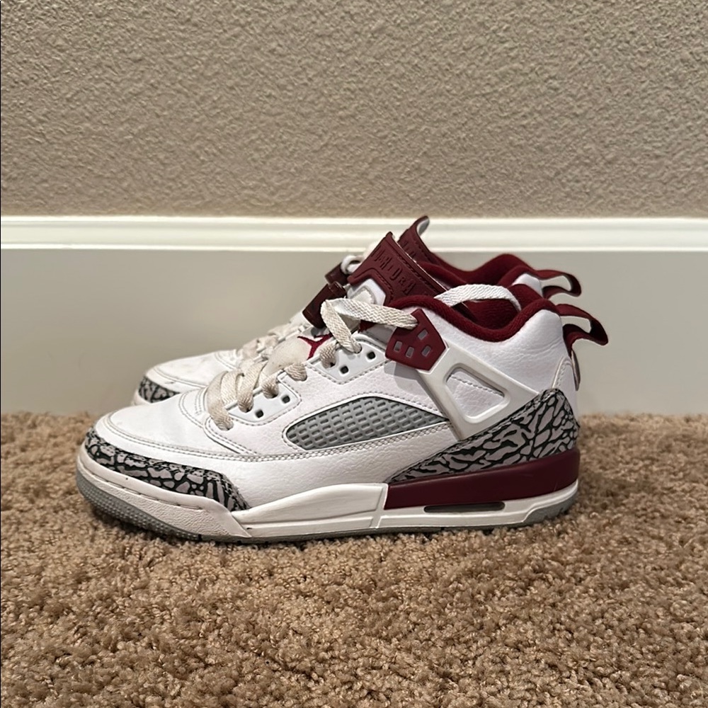 Kids White and Maroon Sneakers